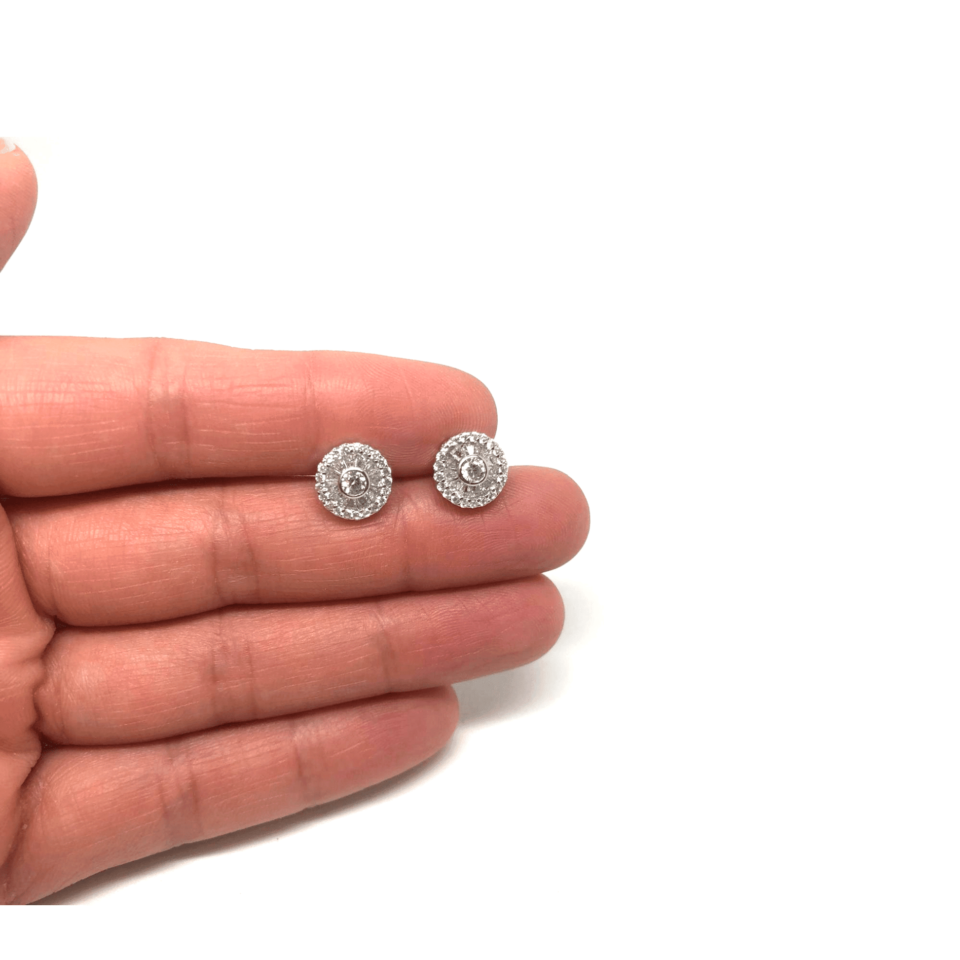 925 Sterling Silver Crystals Stud Earrings Wedding Earrings, Italian Design - Naked Nation UK