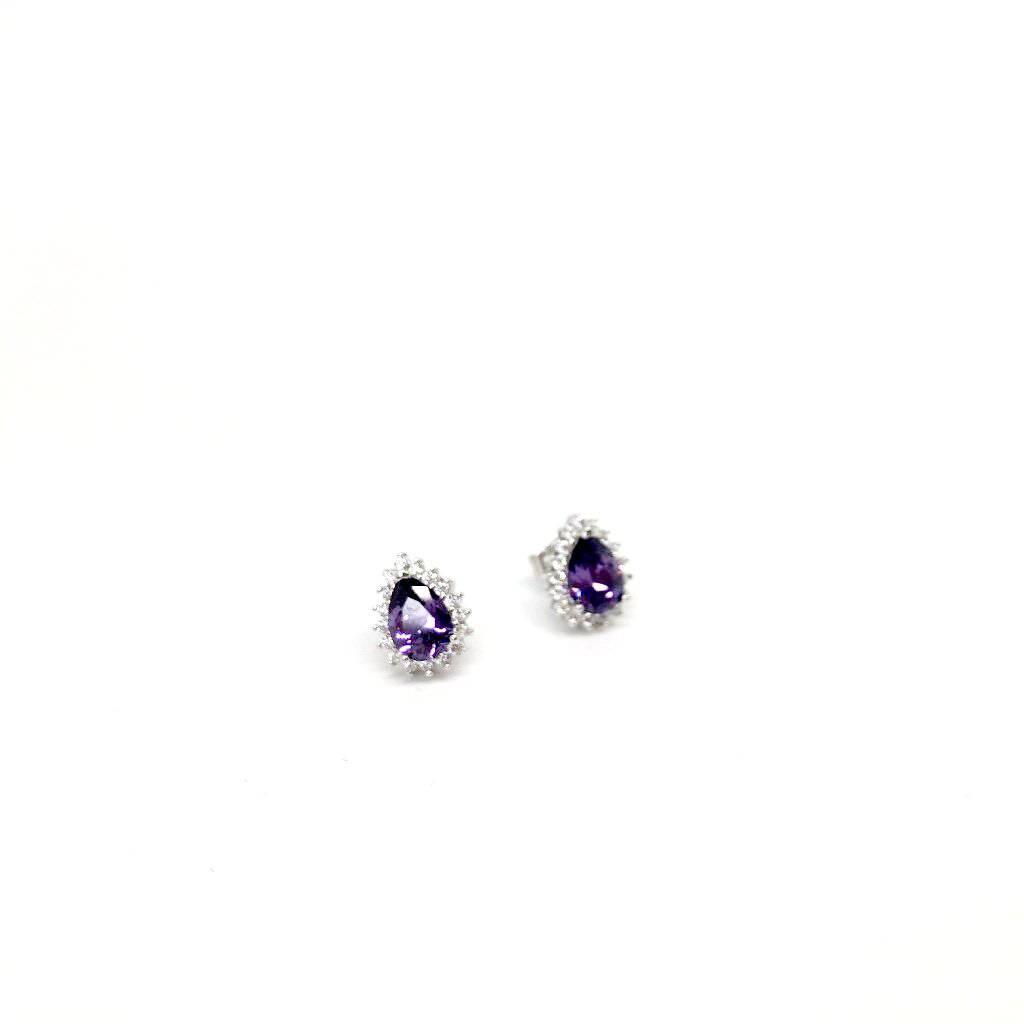 Beautiful Sterling Silver Drop Stud Earrings. Red, Purple and White Available - Naked Nation UK