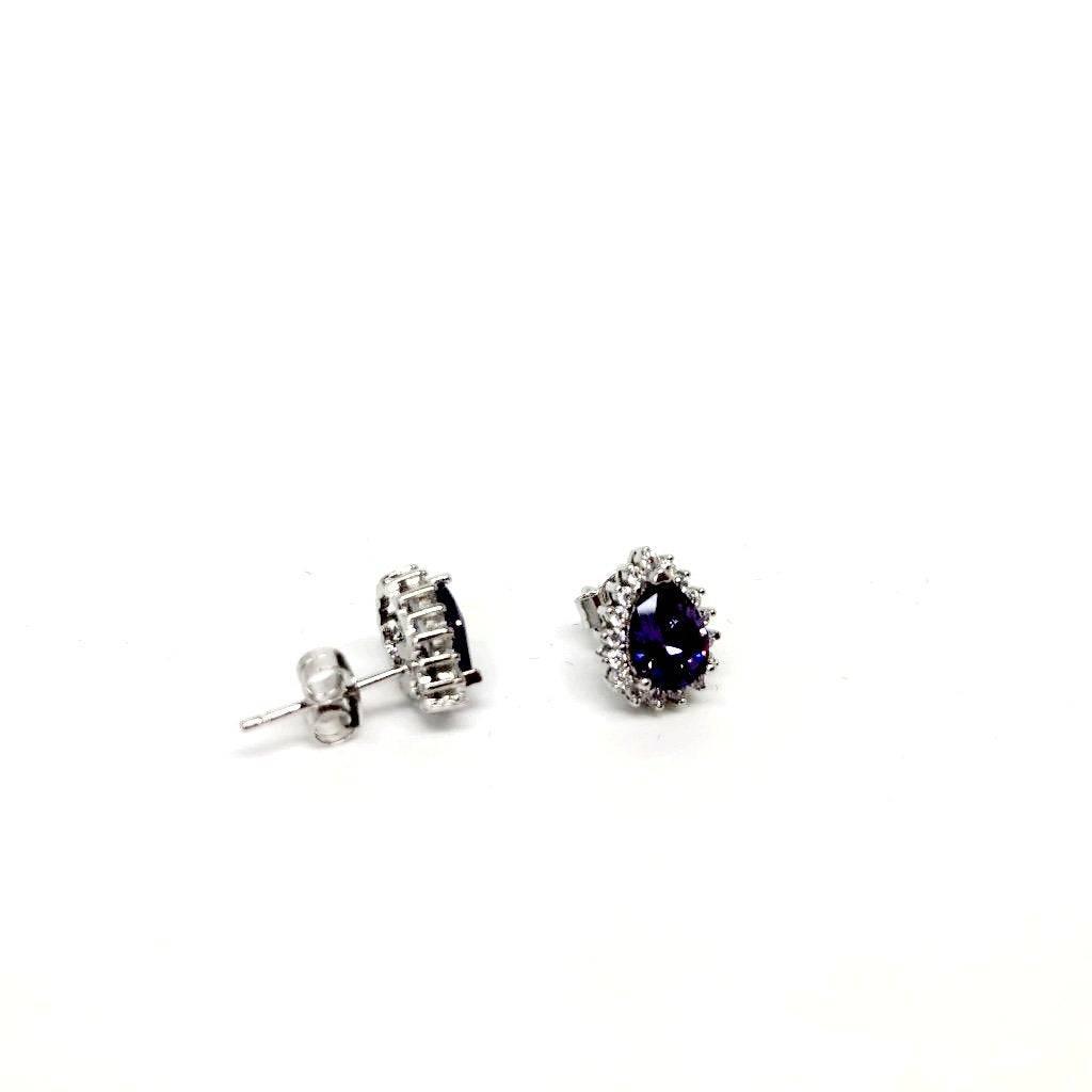 Beautiful Sterling Silver Drop Stud Earrings. Red, Purple and White Available - Naked Nation UK