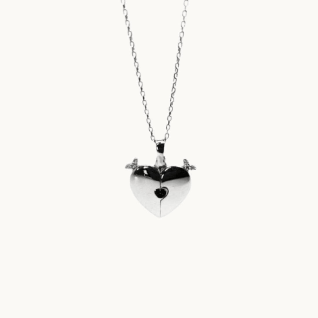 Black Cubic Zirconia Open Heart Pendant Necklace - Naked Nation UK