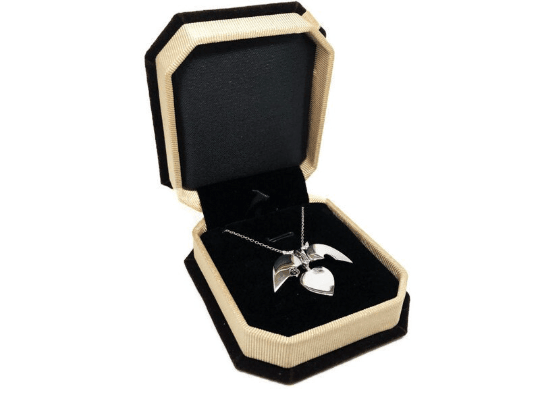 Black Cubic Zirconia Open Heart Pendant Necklace - Naked Nation UK