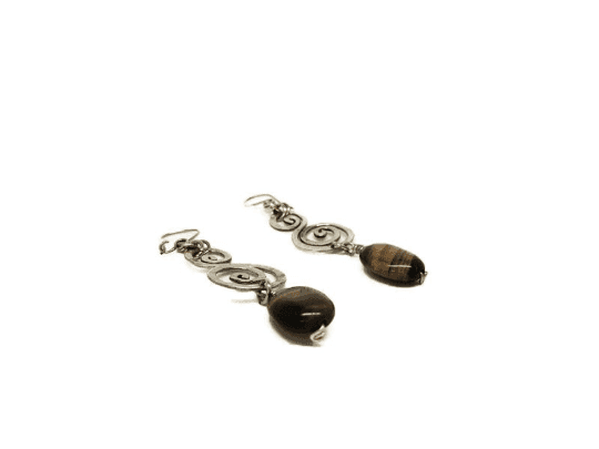 Black tourmaline Earrings for Protection and Purification or Tiger's Eye Earrings for Creativity, Dangle Earrings. - Naked Nation UK