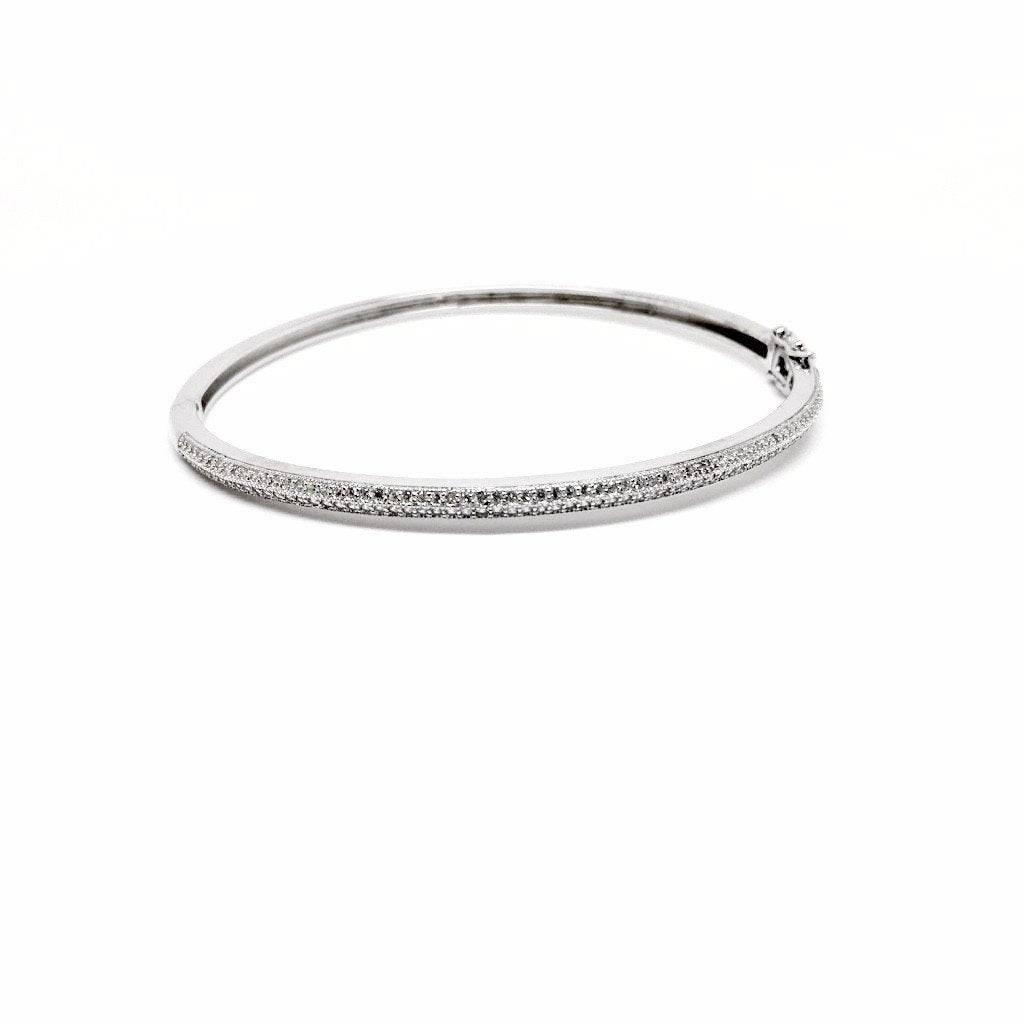 Clear 925 Sterling Silver with Crystals Bangle with Luxurious Gift Box - Naked Nation UK