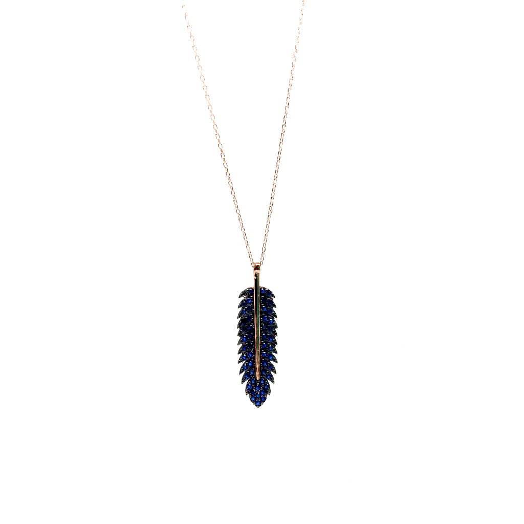 Cubic Zirconia Leaf, 925 Sterling Silver Necklace. Leaf as a Symbol of Fertility and Growth - Naked Nation UK
