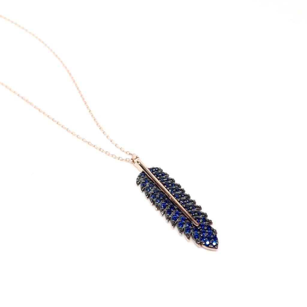 Cubic Zirconia Leaf, 925 Sterling Silver Necklace. Leaf as a Symbol of Fertility and Growth - Naked Nation UK