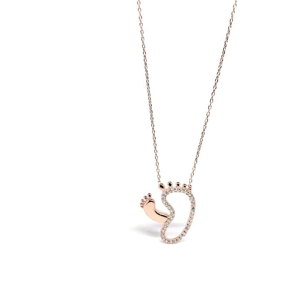 Cubic Zirconia Sterling Silver Baby Feet Necklace by Naked Nation - Naked Nation UK