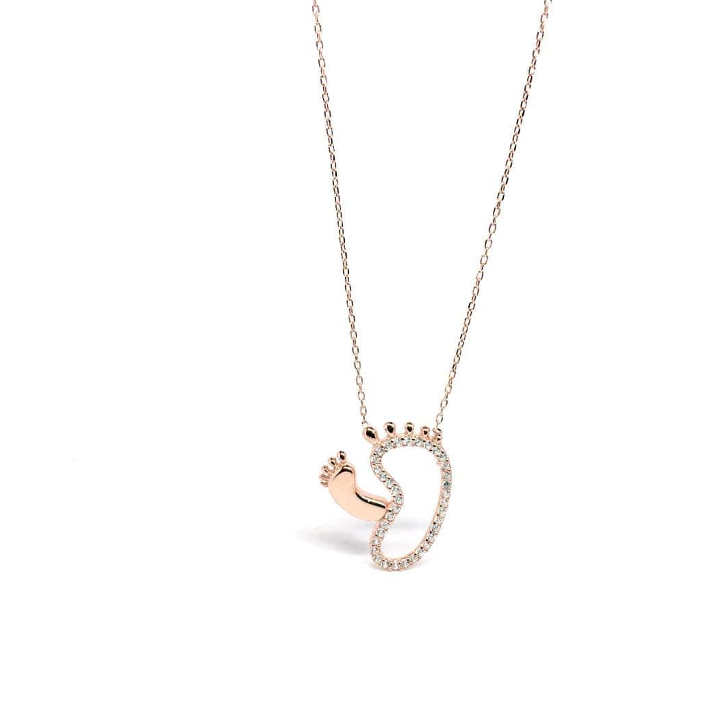 Cubic Zirconia Sterling Silver Baby Feet Necklace by Naked Nation - Naked Nation UK