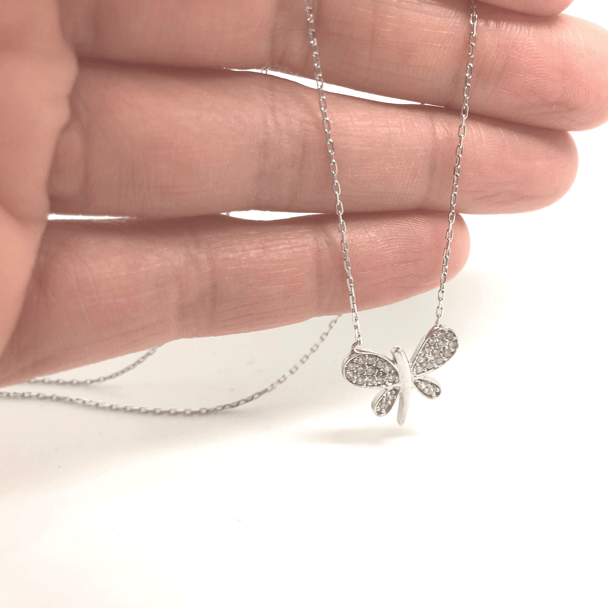 Dainty Silver Necklace for Woman, Dragonfly Necklace, 925 Sterling Silver Necklace - Naked Nation UK