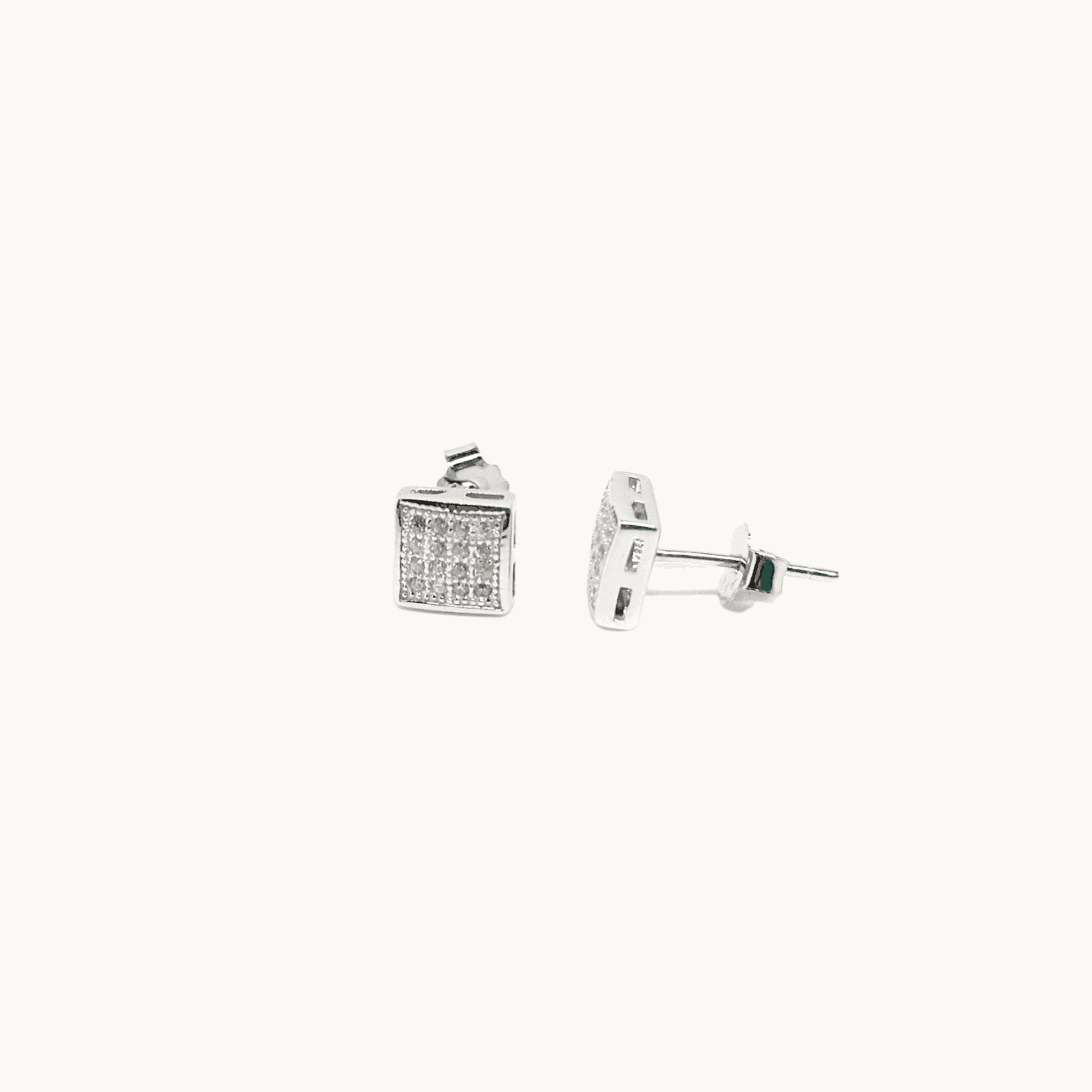 Dainty Sterling Silver and Rose Gold Cubic Zirconia Square Stud Earrings - Naked Nation UK