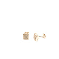 Dainty Sterling Silver and Rose Gold Cubic Zirconia Square Stud Earrings - Naked Nation UK