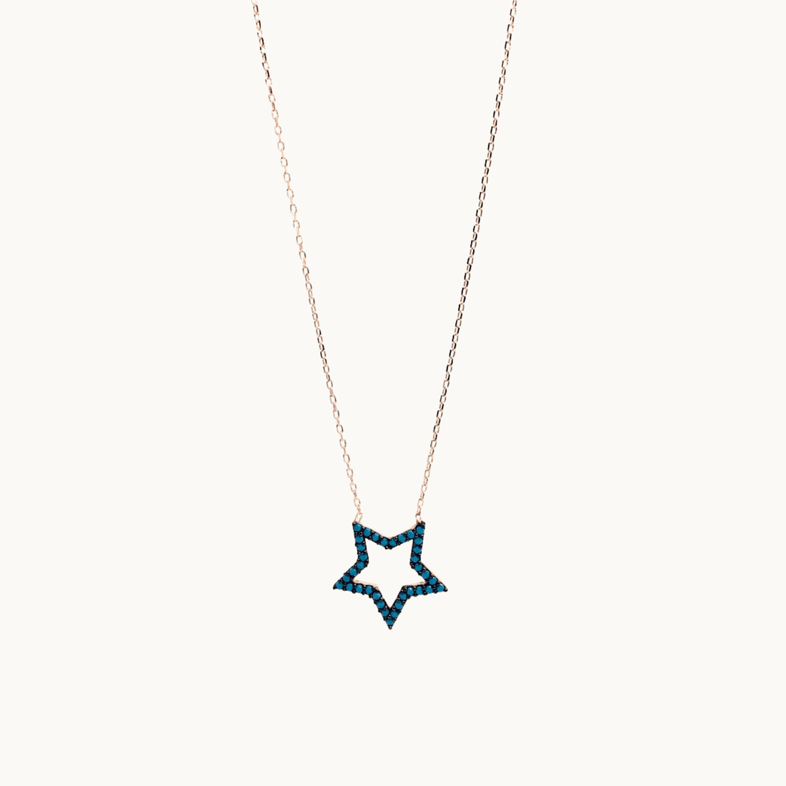 Delicate Blue Stones STAR Pendant 925 Sterling Silver Necklace (Rose Gold & Silver) - Naked Nation UK