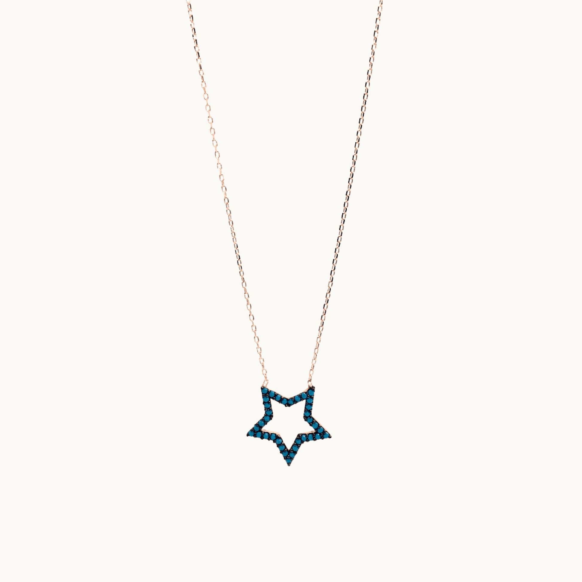 Delicate Blue Stones STAR Pendant 925 Sterling Silver Necklace (Rose Gold & Silver) - Naked Nation UK