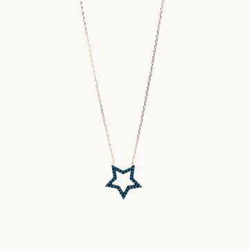 Delicate Blue Stones STAR Pendant 925 Sterling Silver Necklace (Rose Gold & Silver) - Naked Nation UK