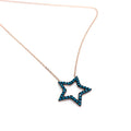Delicate Blue Stones STAR Pendant 925 Sterling Silver Necklace (Rose Gold & Silver) - Naked Nation UK