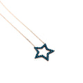 Delicate Blue Stones STAR Pendant 925 Sterling Silver Necklace (Rose Gold & Silver) - Naked Nation UK