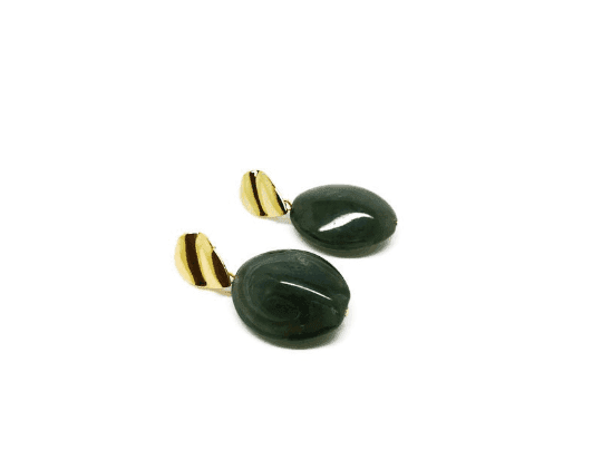 Green stones with Gold dangle earrings. Birthday gifts for women - Naked Nation UK