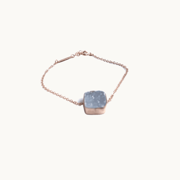 Handmade Chalcedony geometric Gemstone 925 Sterling Silver Bracelet - Naked Nation UK