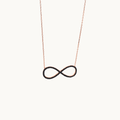 Italian Sterling Silver Infinity Necklace in Rose Gold and Black Stones - Naked Nation UK