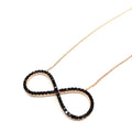 Italian Sterling Silver Infinity Necklace in Rose Gold and Black Stones - Naked Nation UK