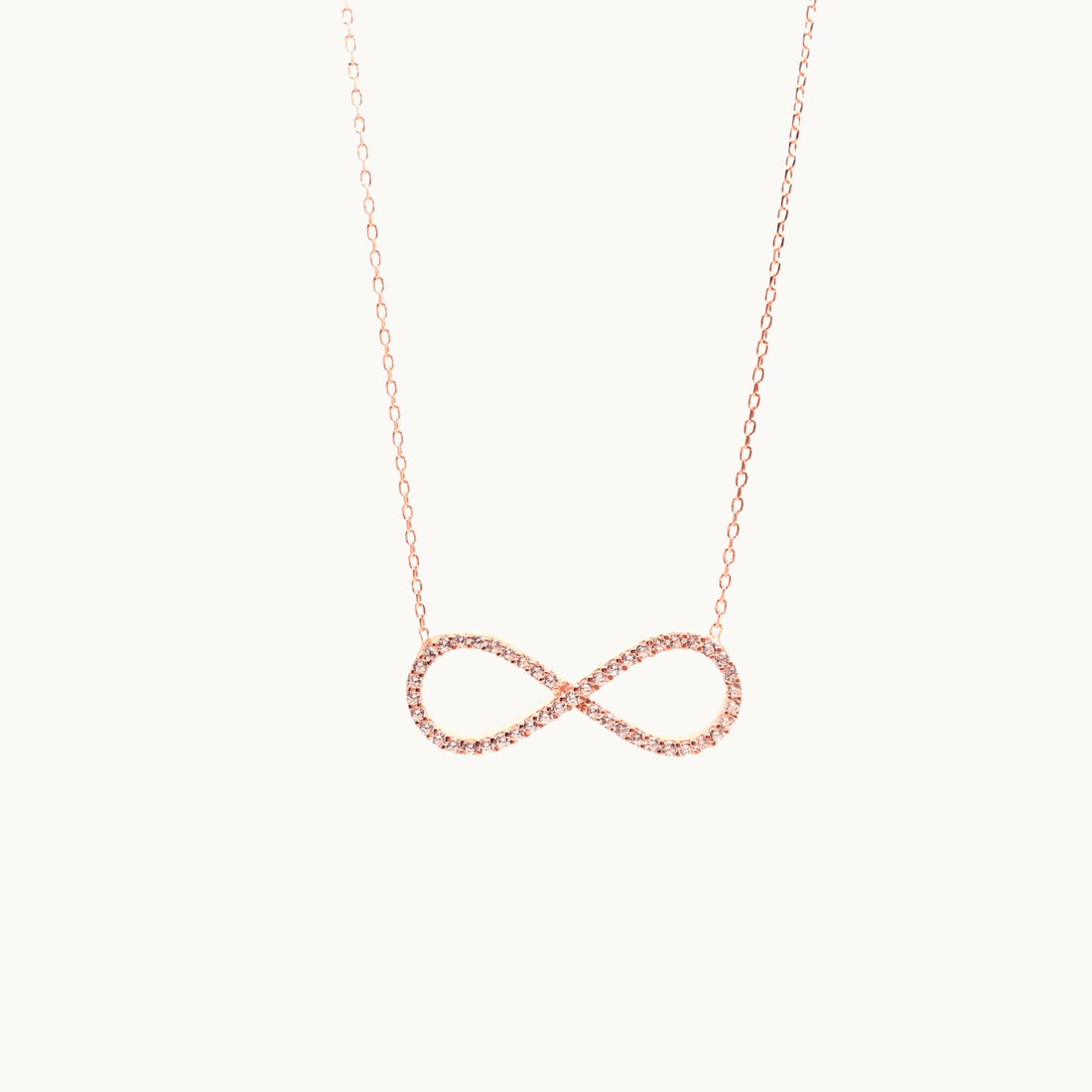 Italian Sterling Silver Infinity Necklace in Rose Gold and Crystals - Naked Nation UK