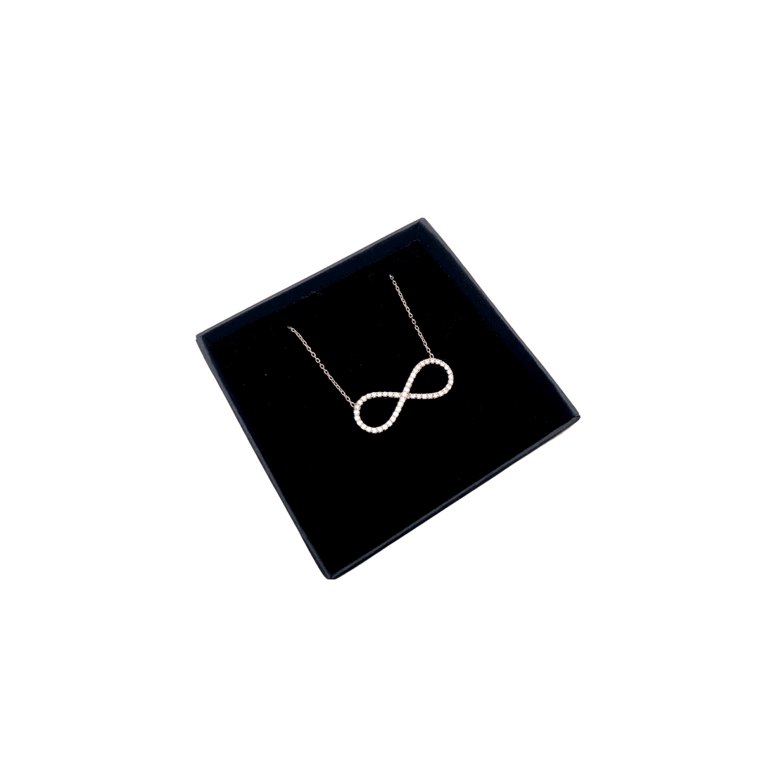 Italian Sterling Silver Infinity Necklace in Rose Gold and Crystals - Naked Nation UK
