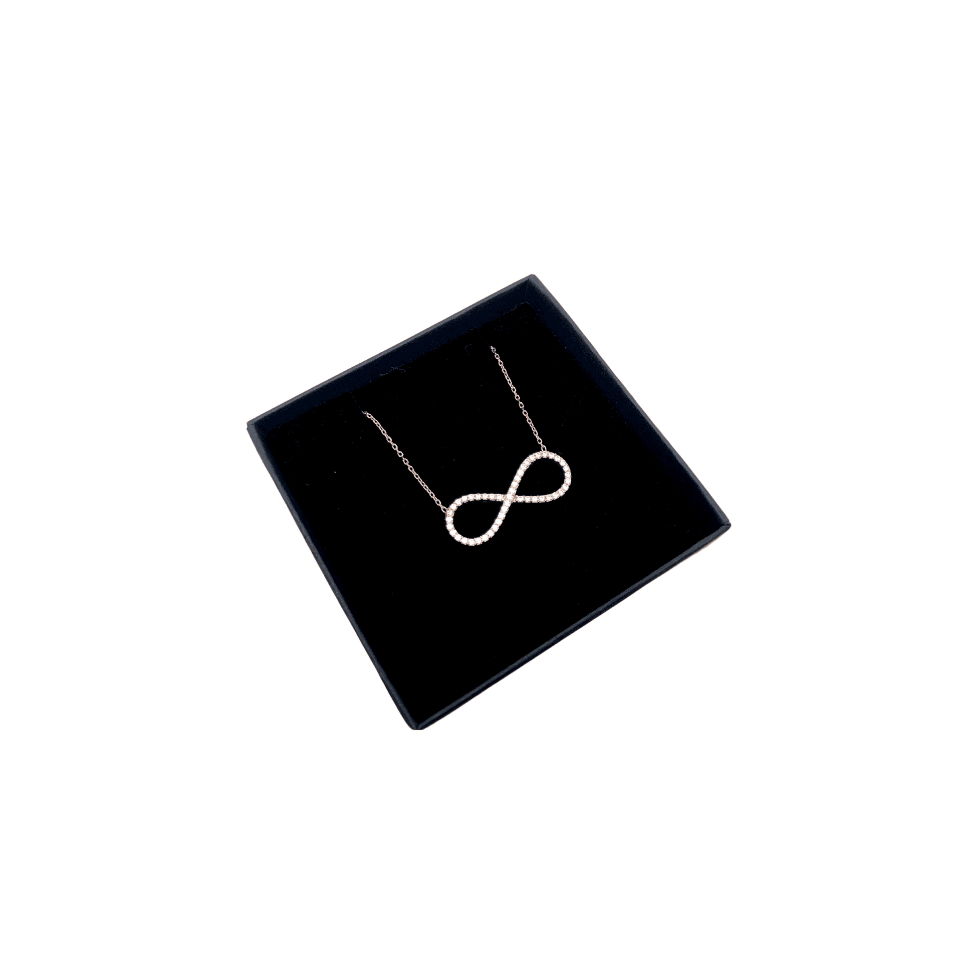 Italian Sterling Silver Infinity Necklace in Rose Gold and Crystals - Naked Nation UK