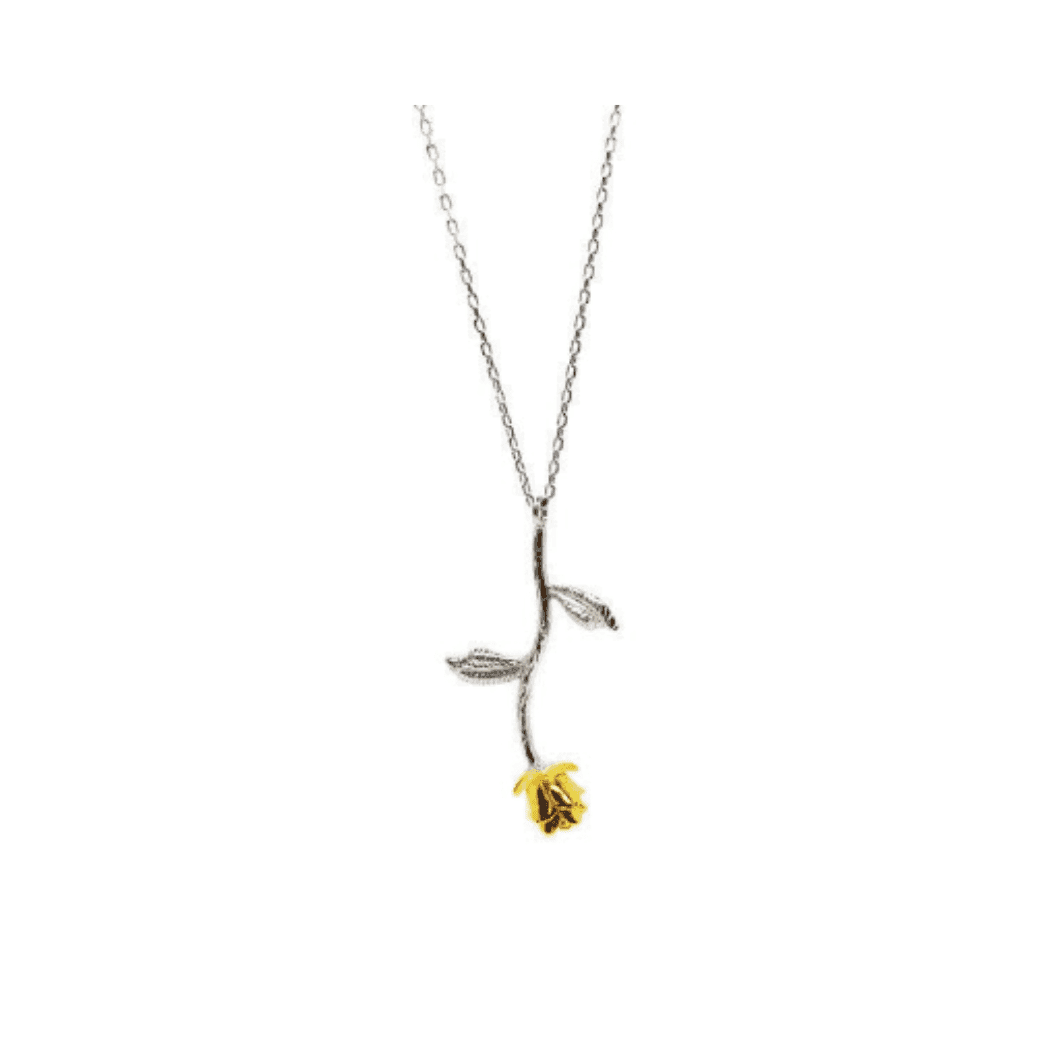 Italian Sterling Silver Rose Pendant Necklace - Naked Nation UK