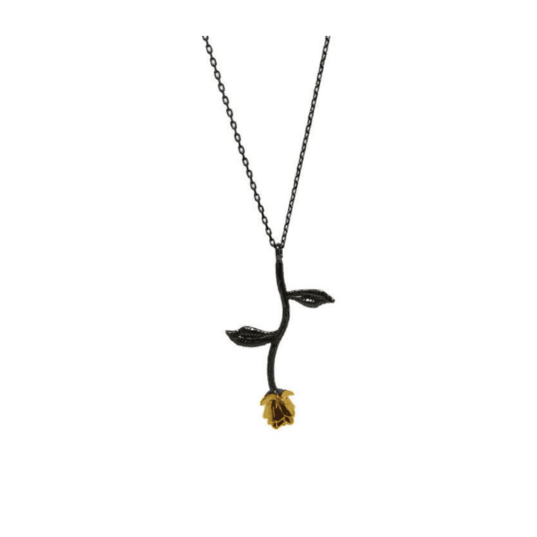 Italian Sterling Silver Rose Pendant Necklace - Naked Nation UK