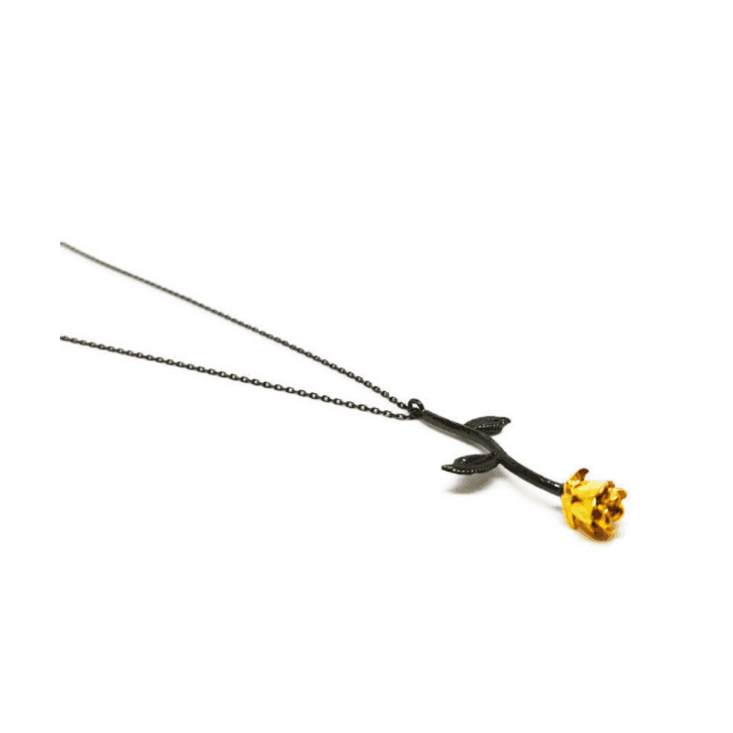 Italian Sterling Silver Rose Pendant Necklace - Naked Nation UK
