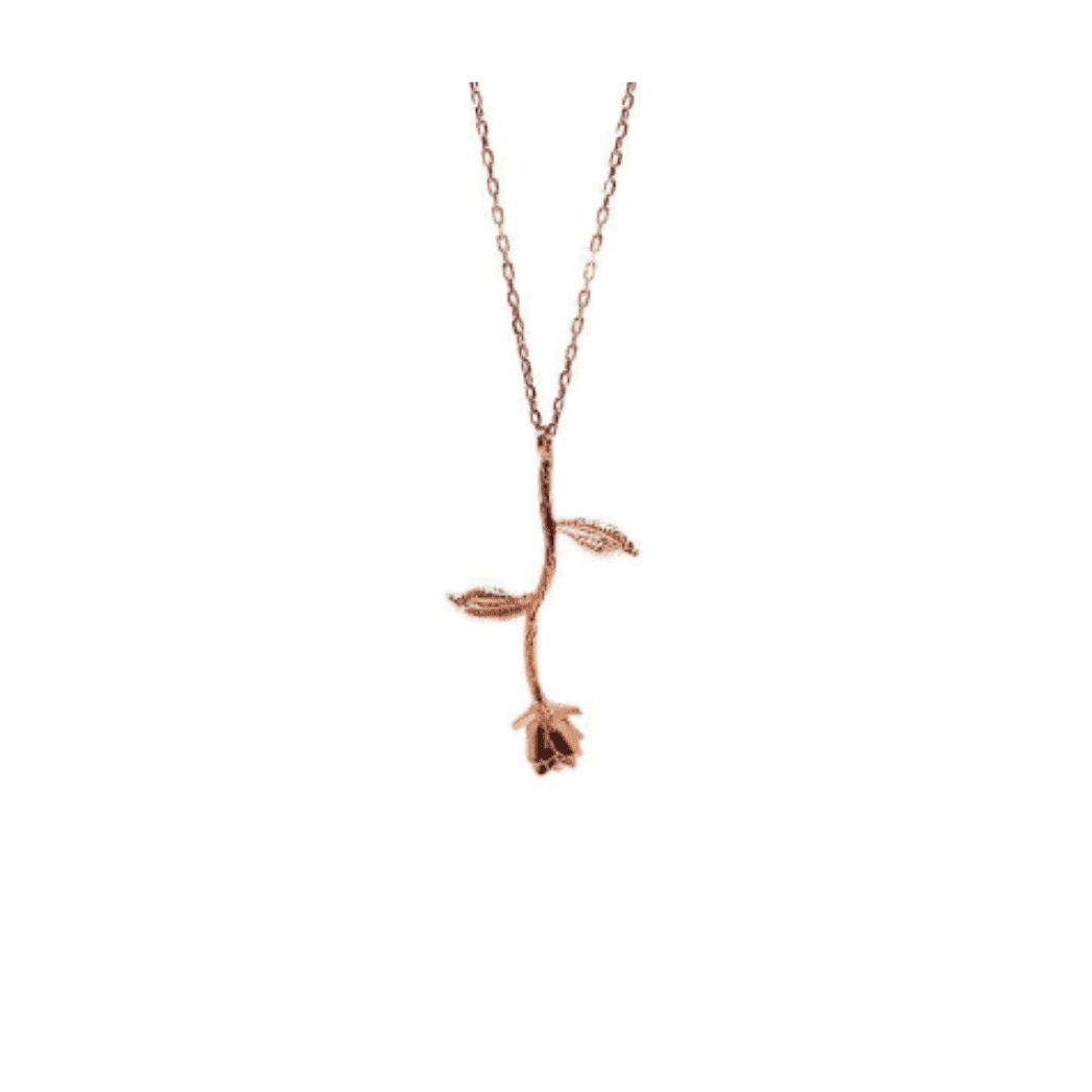 Italian Sterling Silver Rose Pendant Necklace - Naked Nation UK