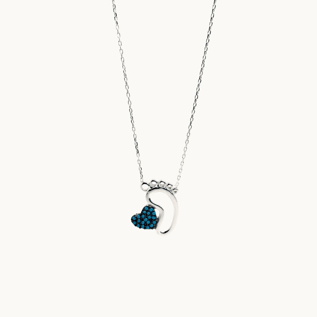 Jewellery for Mum - Baby Foot Necklace with Blue Heart - Naked Nation UK