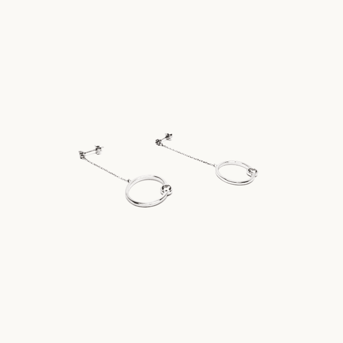 Long 925 Sterling Silver Earrings with Ring and Crystals - Naked Nation UK
