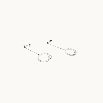 Long 925 Sterling Silver Earrings with Ring and Crystals - Naked Nation UK