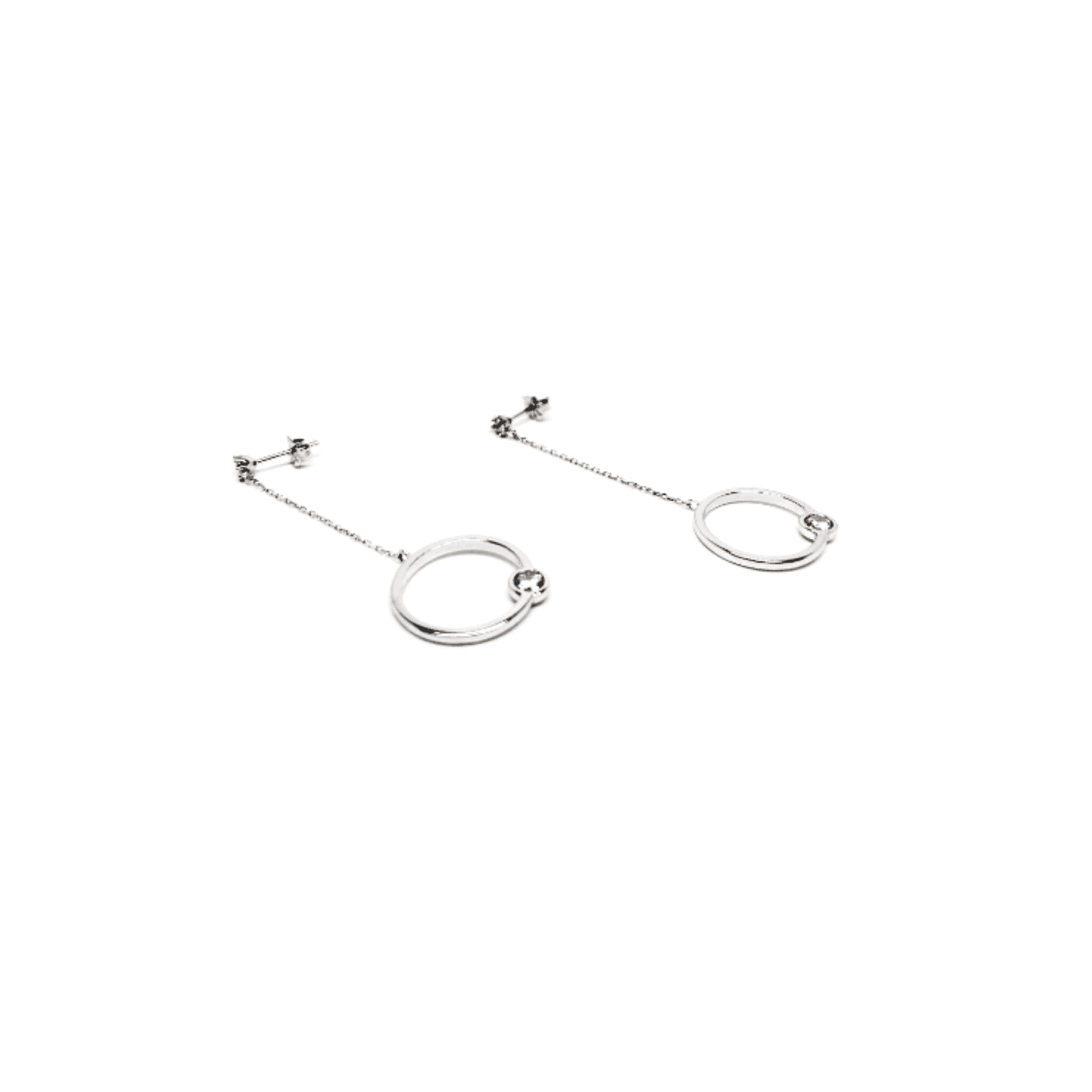 Long 925 Sterling Silver Earrings with Ring and Crystals - Naked Nation UK