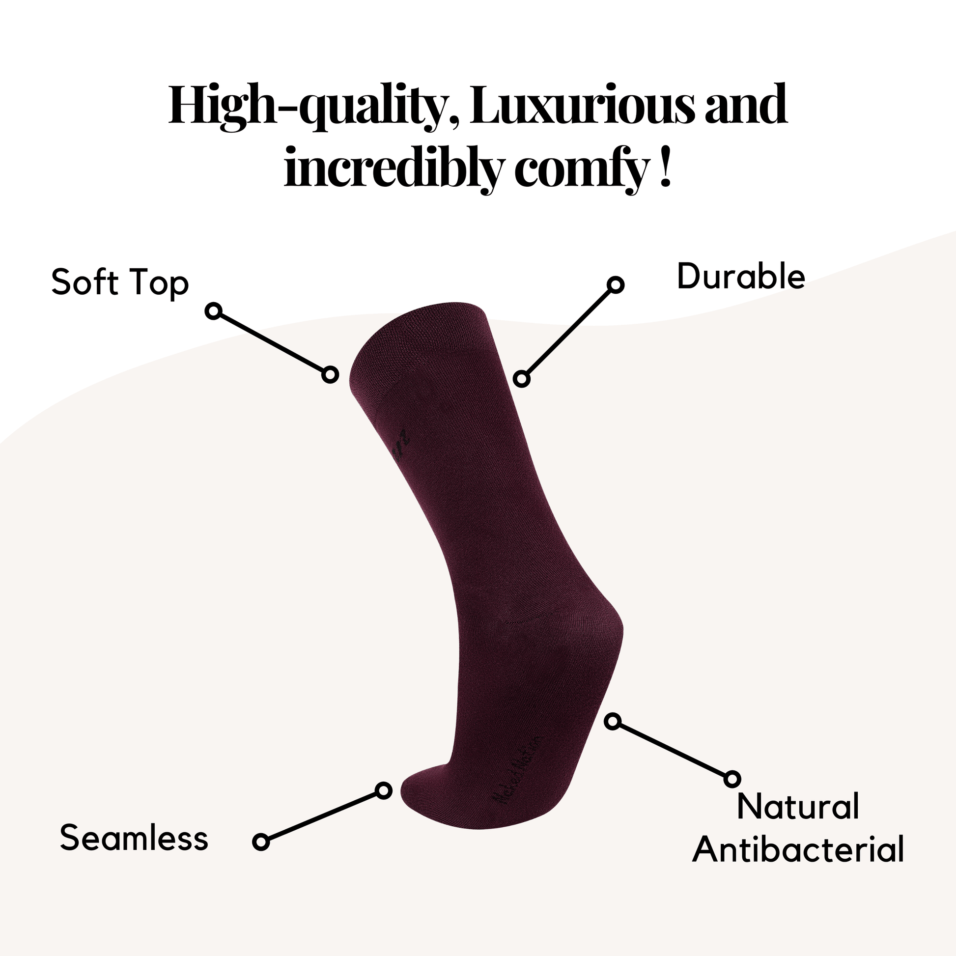 Luxurious Soft Top Crew Bamboo Socks, 6 Pairs - Naked Nation UK