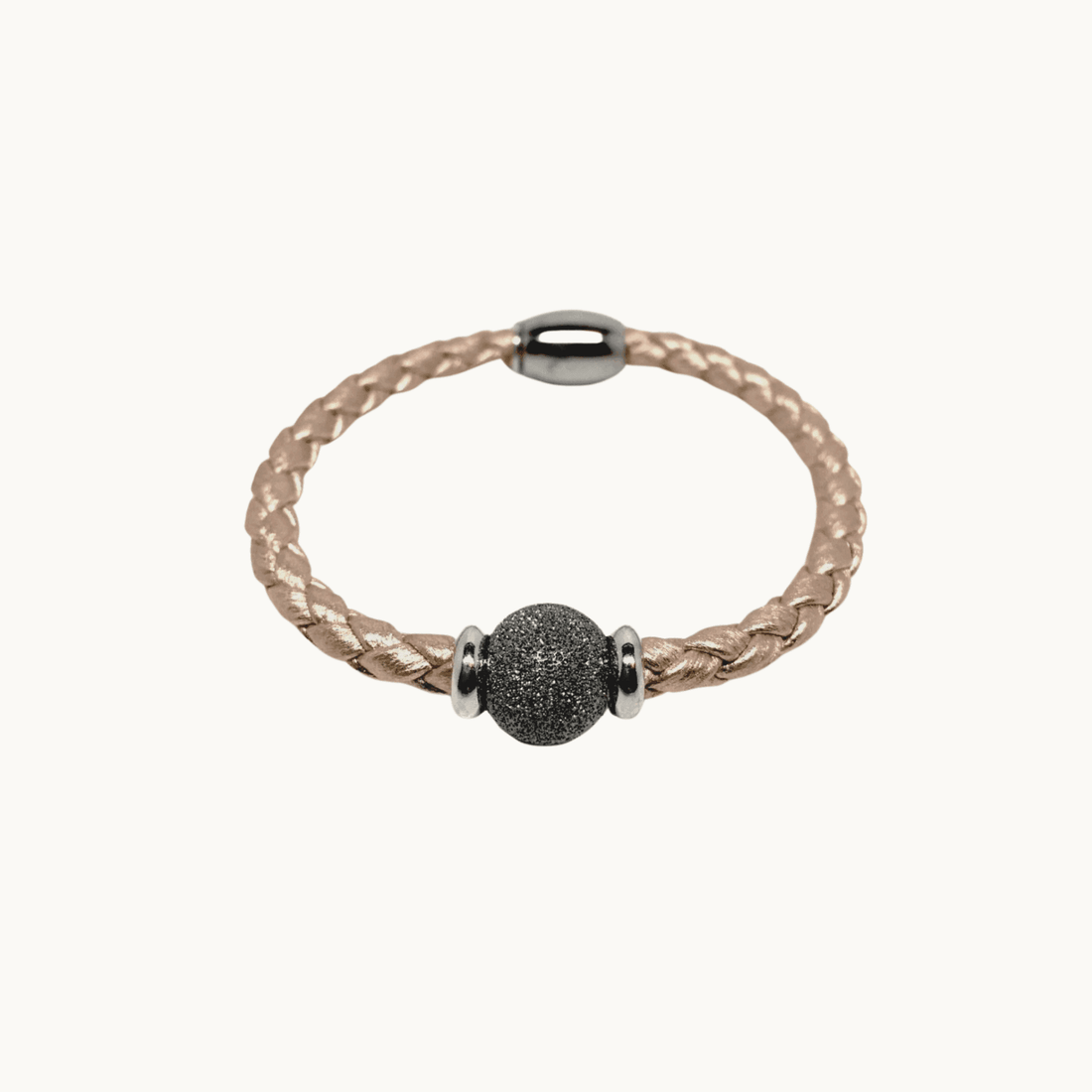 Luxury Rose Gold Bracelet with sparkling Silver Bead & Magnetic Closure - Naked Nation UK