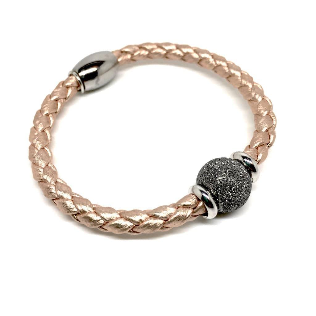Luxury Rose Gold Bracelet with sparkling Silver Bead & Magnetic Closure - Naked Nation UK