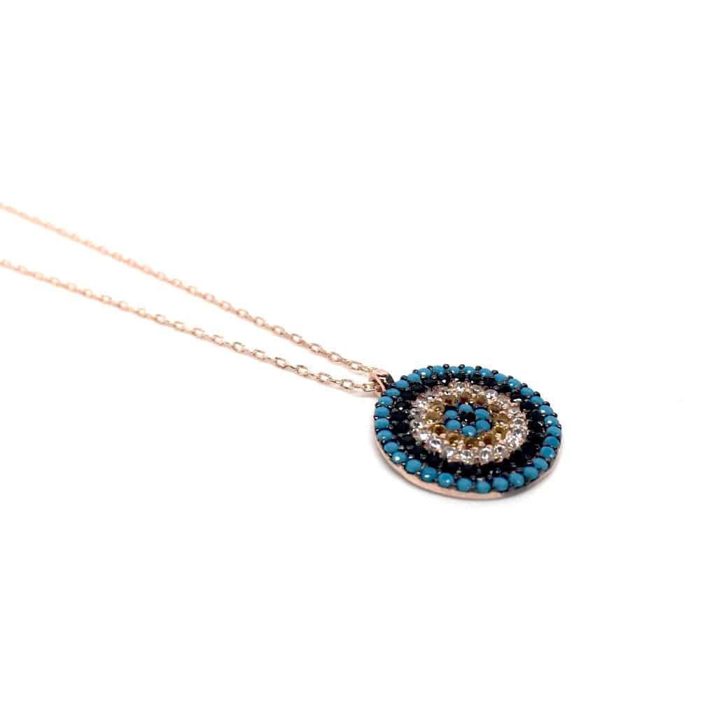 Mediterranean Style Sterling Silver Cubic Zirconia Round Pendant Necklace - Naked Nation UK