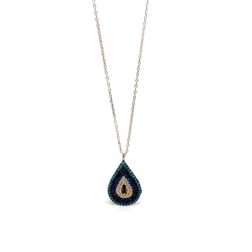 Mediterranean Style Sterling Silver Drop Pendant with Cubic Zirconia Stones - Naked Nation UK