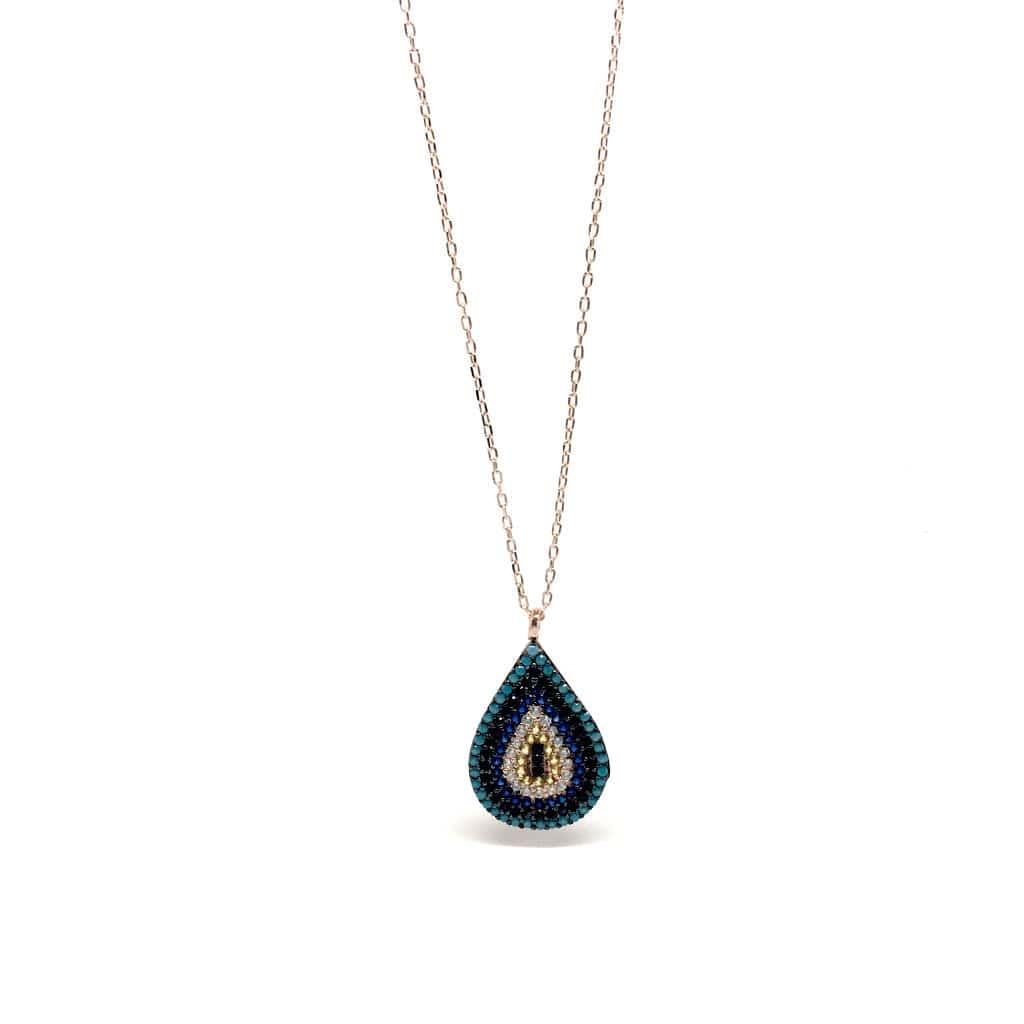 Mediterranean Style Sterling Silver Drop Pendant with Cubic Zirconia Stones - Naked Nation UK
