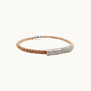 Mesh Style 925 Sterling Silver Magnetic, Cubic Zirconia Stones Band Bracelet - Naked Nation UK