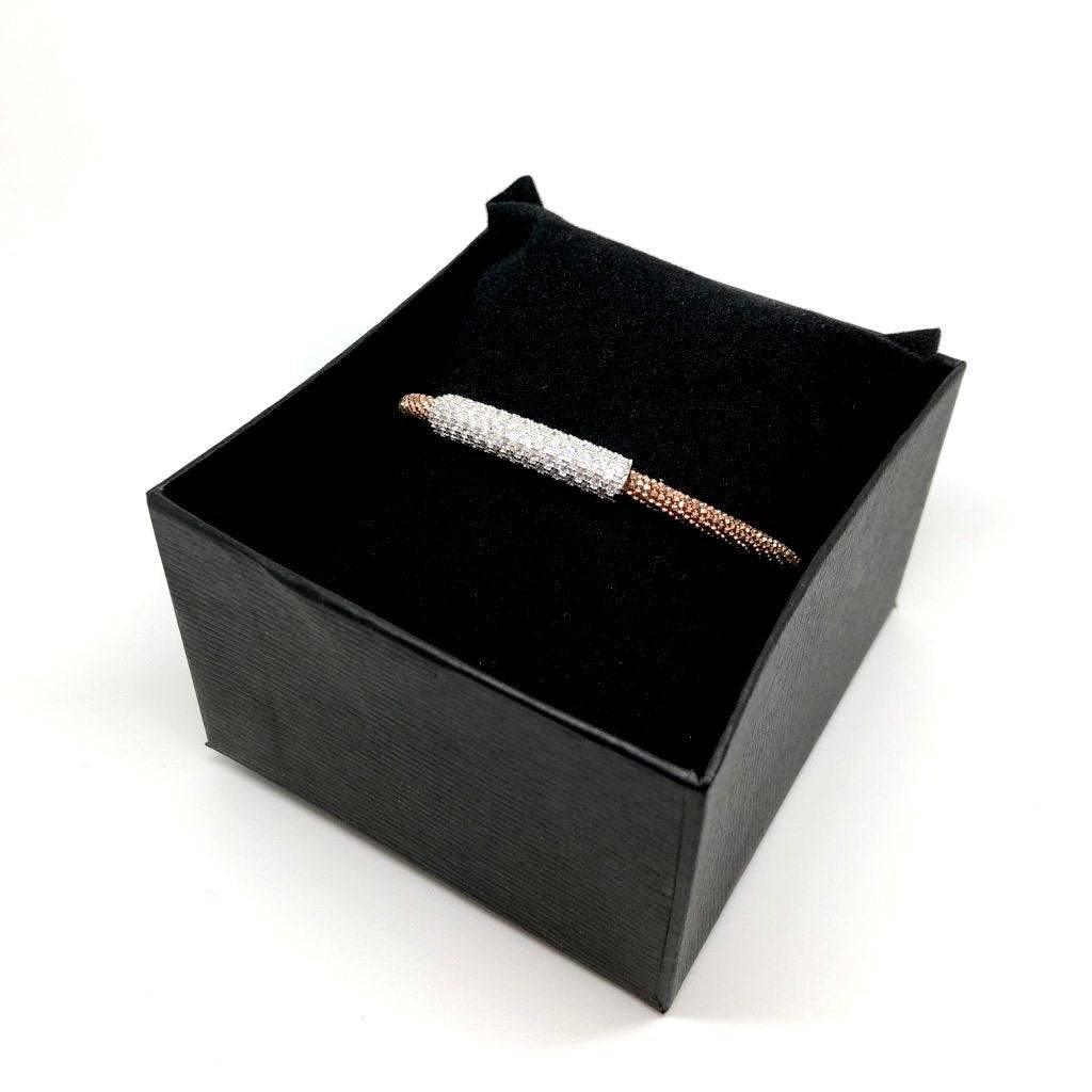 Mesh Style 925 Sterling Silver Magnetic, Cubic Zirconia Stones Band Bracelet - Naked Nation UK