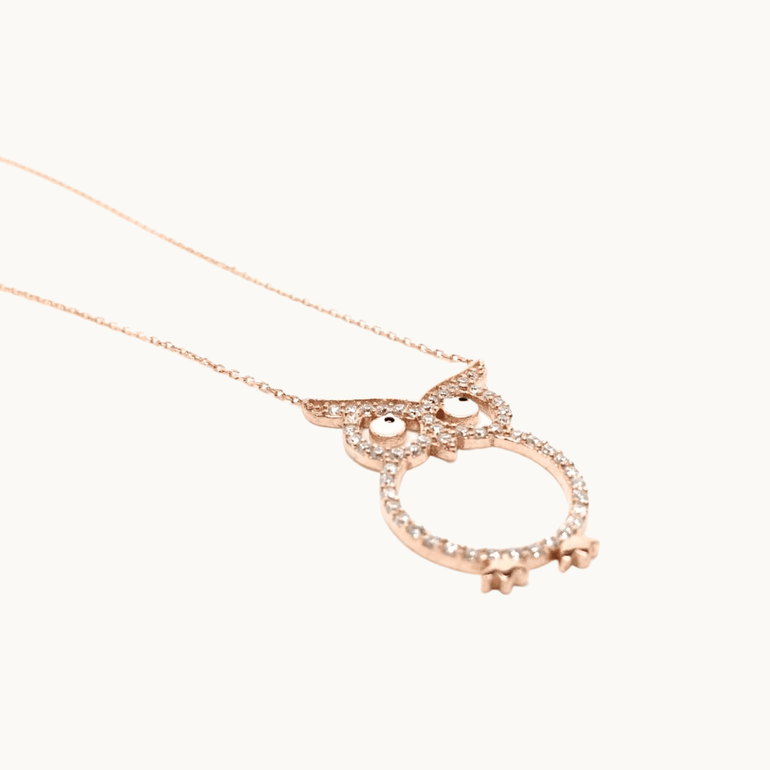 Naked Nation 925 Sterling Silver Rose Gold Owl Pendant Necklace - Naked Nation UK