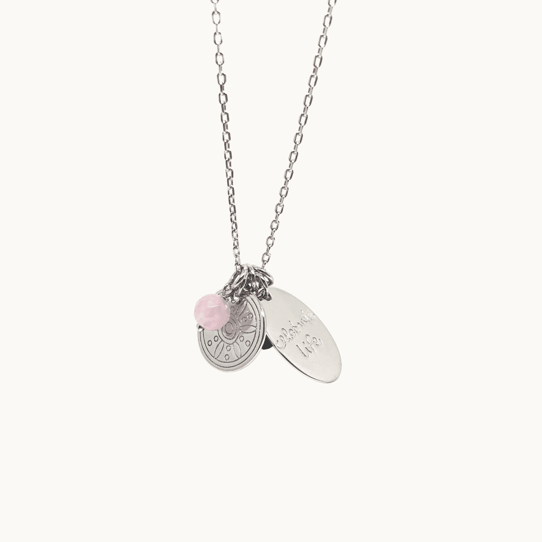Positive Jewellery, 925 Sterling Silver, Celebrate life message Pendant Necklace - Naked Nation UK