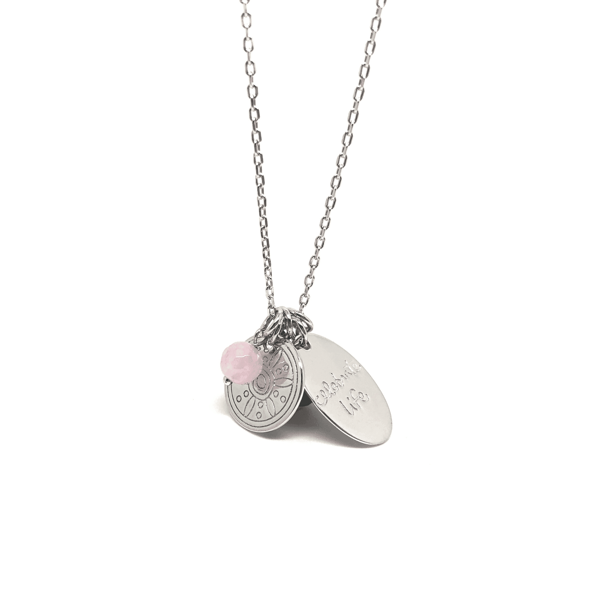 Positive Jewellery, 925 Sterling Silver, Celebrate life message Pendant Necklace - Naked Nation UK