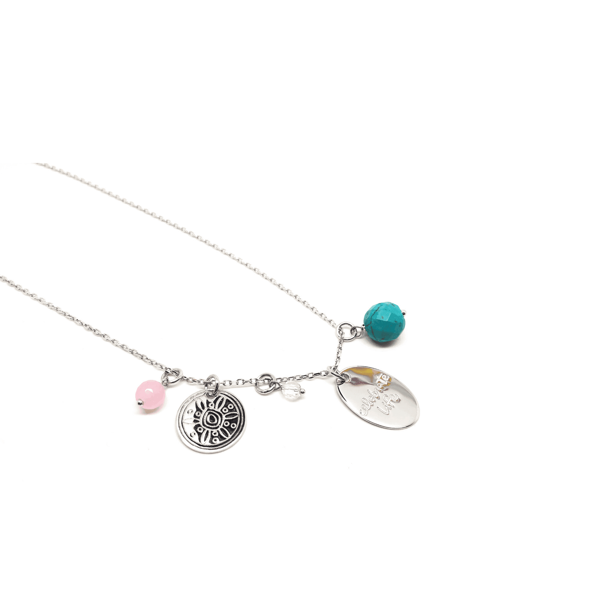 Positive Jewellery, 925 Sterling Silver, Celebrate life message Pendant Necklace - Naked Nation UK