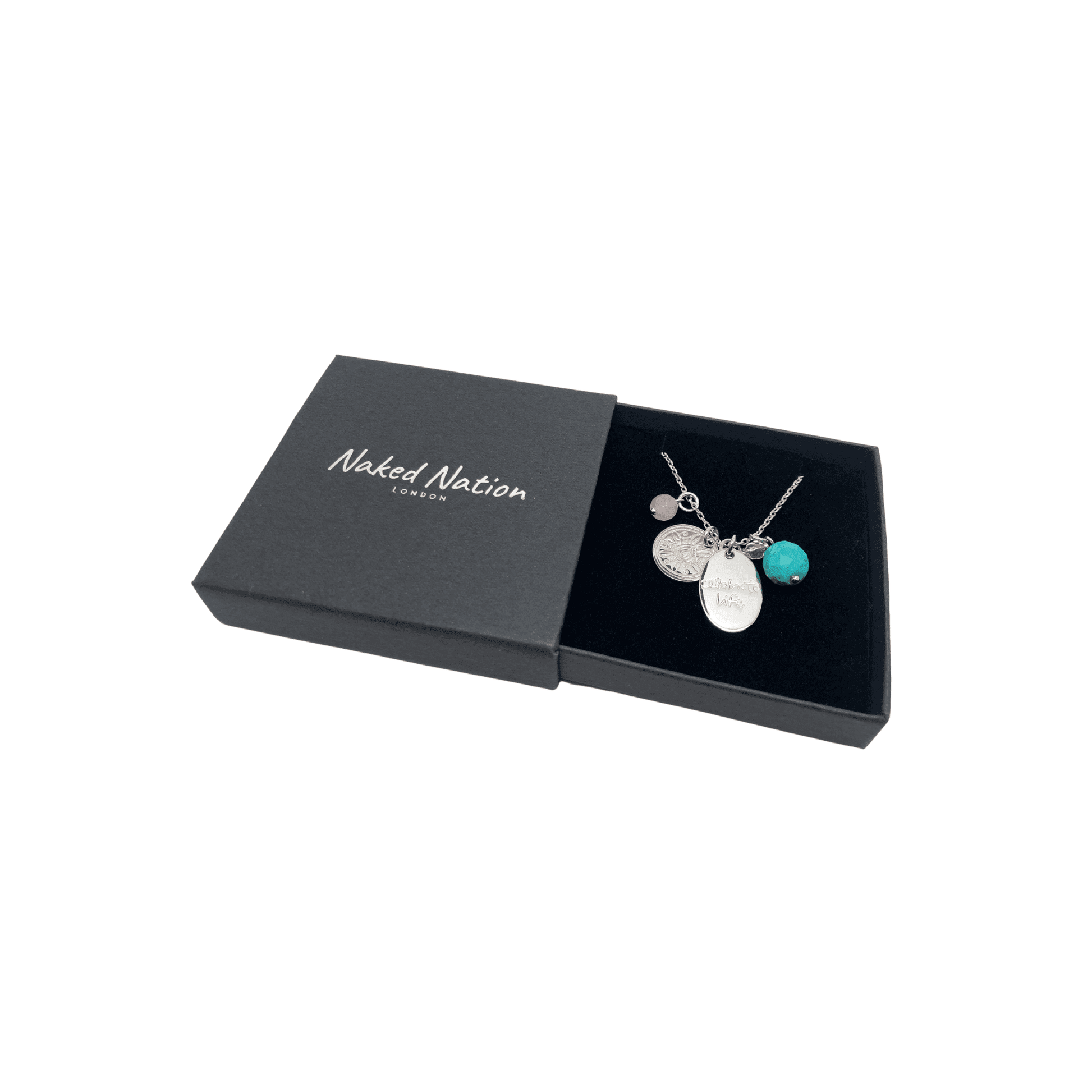 Positive Jewellery, 925 Sterling Silver, Celebrate life message Pendant Necklace - Naked Nation UK