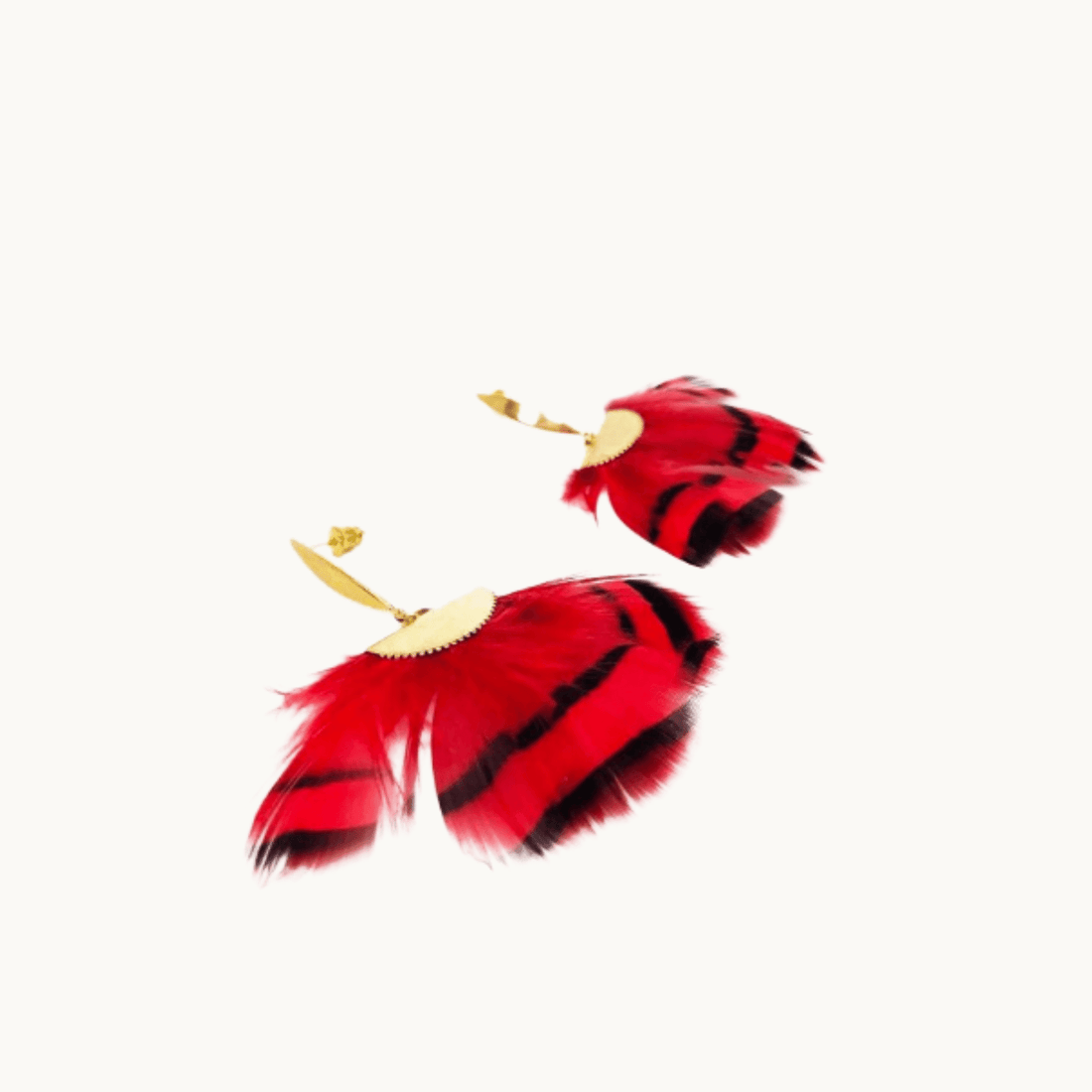 Red and Brown Feather Latin American Earrings - Naked Nation UK