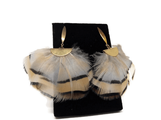 Red and Brown Feather Latin American Earrings - Naked Nation UK