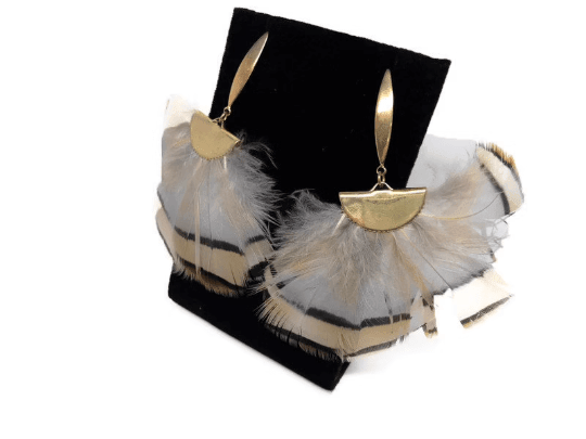 Red and Brown Feather Latin American Earrings - Naked Nation UK